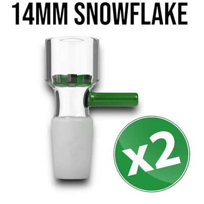 14mm Glass Bowl Water Pipe Bong Green Star Screen Hookah Slide - 2 Piece