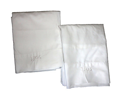 IHG HOTELS ''SOFT'' EMBROIDERED WHITE ( 2) KING  pillowcases  18X35 POLY/COTTON