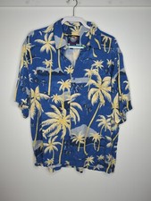 Vtg Jams World Men  s Edition Shirt XL Blue Palm Trees Button Down Hawaiian Shirt