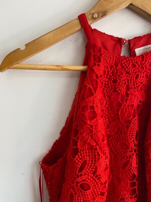 Portmans Dress Womens Size 10 Red Lace Sleeveless Halter Neck Button Zip Lined | eBay Australia Portmans Dress Womens Size 10 Red Lace Sleeveless Halter Neck Button Zip Lined | eBay Australia