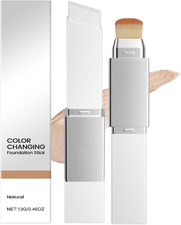Fondotinta Stick Cambia Colore, 2 in 1 Cover Crema Stick con Pennello Staccabile