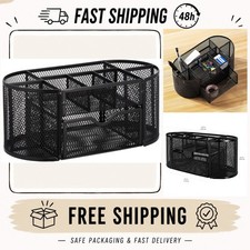Amazon Basics Mesh Desk Organizer with Pen Holder and Drawer, Black
