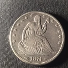 1874 Seated Liberty Half Dollar 50¢ 90% Silver
