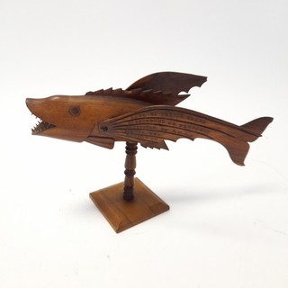 'Fletcher Christian' Oliver Clark PITCAIRN ISLAND Flying Fish Carving (#H1/07)