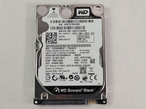 Western Digital Scorpio Black WD5000BEKT 500GB 2,5" SATA II HDD Laptop