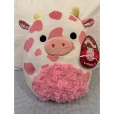 Kellytoy Squishmallows Evangelica Cow Small Plush Pink White Hearts 2023