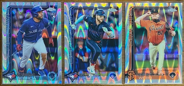 Lote paralelo refractor de ondas de rayos cromadas Topps 2025 (25) - novatos/todas las estrellas Foto 2 de 4
