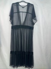 Torrid Plus Size Black Mesh Swiss Dot Maxi Kimono Cover Up Dress Boho Crochet 4