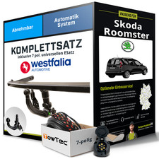 Für SKODA Roomster Typ 5J Anhängerkupplung abnehmbar +eSatz 7pol uni. 06-10 NEU