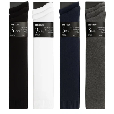 UNDERCOVER Kniehohe Baumwoll-Schulsocken dickeres Gewicht lange Schulsocken (6 PAAR)