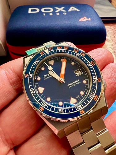 Doxa Sub 600T Caribbean,Blue Dial with Box,Tags, Papers Ceramic Inlay Dive Watch