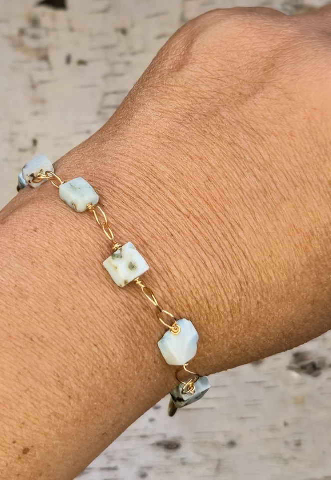 Nature's Sky Blue Larimar In Classic Bohemian Bracelet In Gold Plated - Image 4 of 4