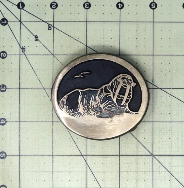 Walrus Belt Buckle Marine Wildlife Solid Bronze Rainbow Metals Washington.GMP357 - Image 3 of 4