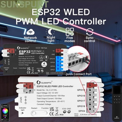 5 ESP32 Controller Microphone Sound Reactive Music Sync 5-24V Works with Alexa