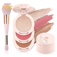 3 Colors Contour Blush Highlighter Makeup Palette | 3-IN-1 Multi-Colored Shimmer