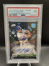 Wyatt Langford 2025 Topps Cosmic Chrome Black Refractor /10 Auto Rangers PSA 9