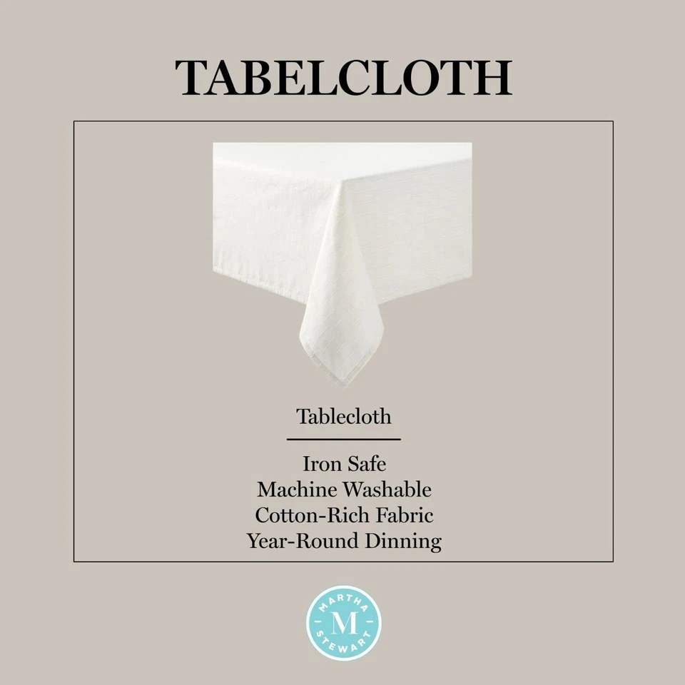 Honeycomb Polyester Cotton Rectangle Tablecloth, 60"x102", Natural - Image 4 of 4
