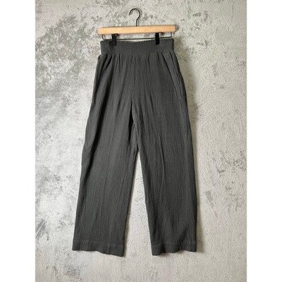 Faherty Dream Cotton Gauze Wide Leg Pants Washed Black Organic Cotton Small