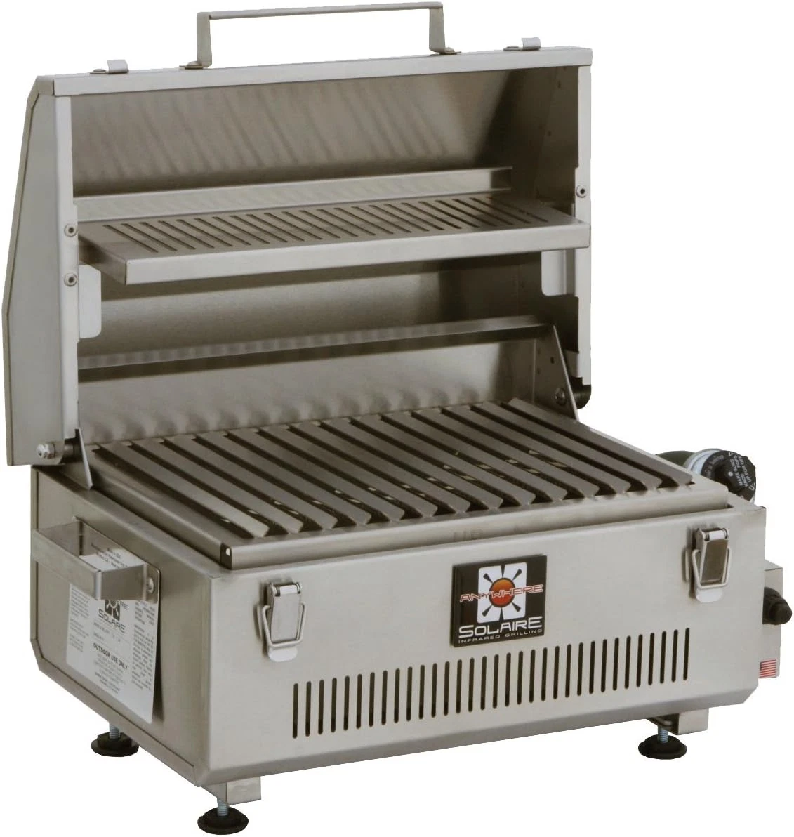 Compact Portable Infrared Propane Grill with Warming Rack & Carry Bag