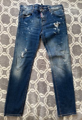 Dsquared2 Painted Distressed Faded Jeans Italian Sz 40 Blue
