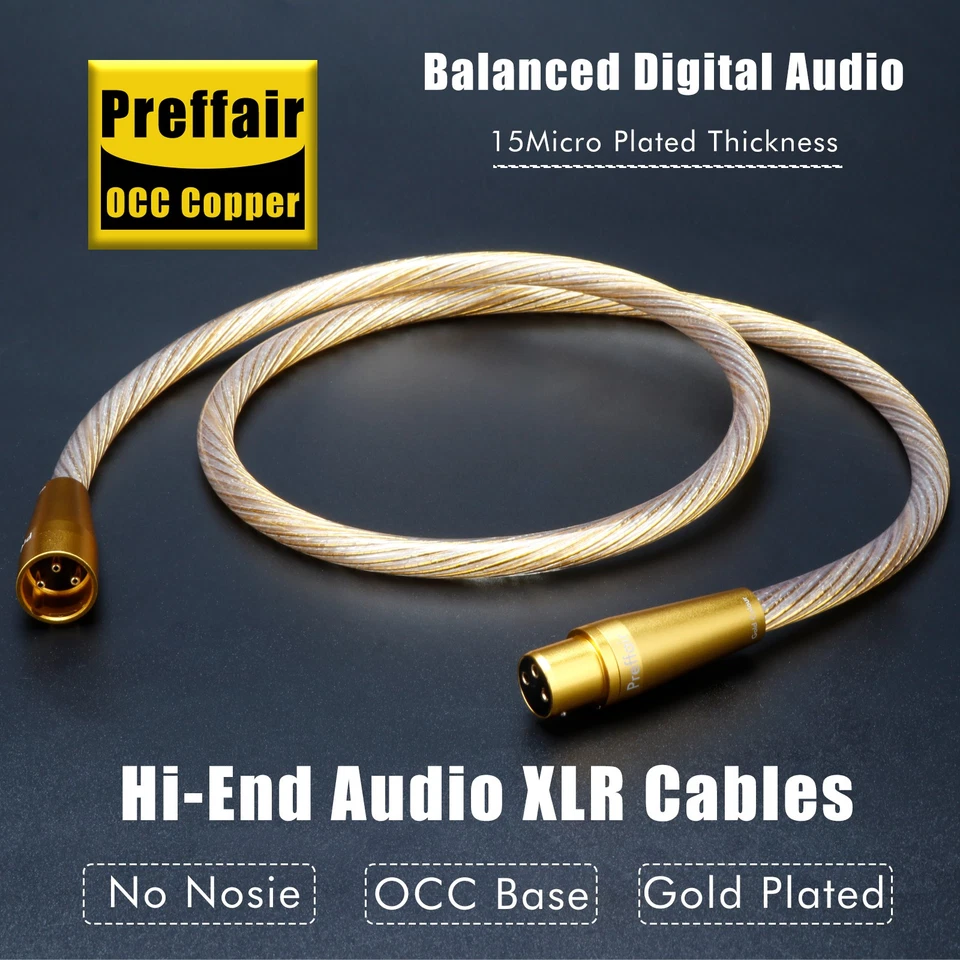 HiFi Grade XLR Cable OCC Copper Silver Plated 110Ohm AES/EBU Gold Connectors New - Image 4 of 4