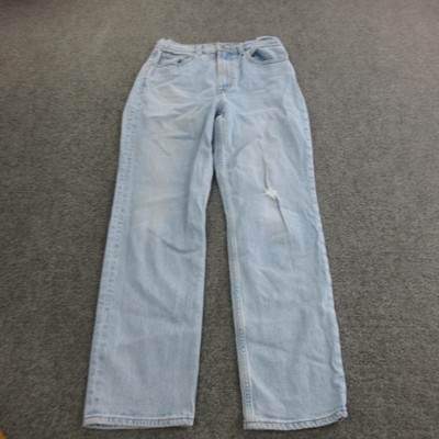 Levis 70s High Slim Straight Jeans Womens 28 Light Wash Blue Distressed Denim