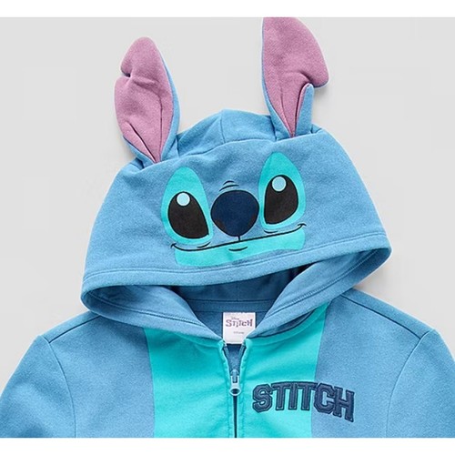Disney Collection Embroidered Lilo & Stitch Little Kids Fleece Zipper Hoodie 5/6 - Picture 3 of 3