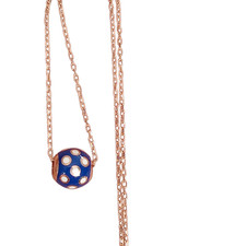 Rose Gold 925 Sterling Silver Blue Enamel Handmade Ball Dots Necklace