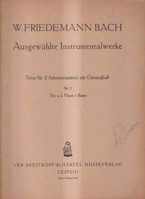 Noten: W. F. Bach - Trios für 2 Soloinstrumente mit Generalbaß Nr. 2, Breitkopf