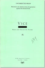 Ai / VICE New and Selected Poems Uncorrected Proof 1st 1999