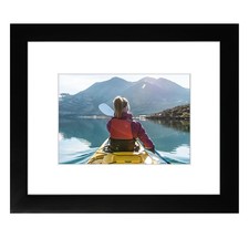 Golden State Art, 8x10 Black Photo Frame - Wood, Real Glass, and White Mat Di...