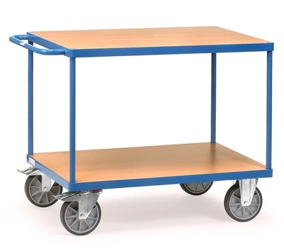 Fetra Tischwagen mit Holzwerkstoffplatten 2 Etagen Transportwagen Holztischwagen