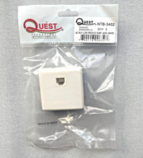 1 PORT RJ11 TELEPHONE PHONE JACK LOW PROFILE STICK ON SURFACE MOUNT WHITE