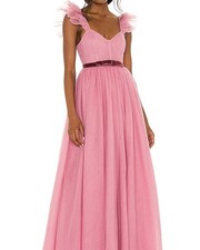 LoveShackFancy Pink Macron Ruffle Tulle Maxi Gown/Dress