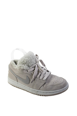 Air Jordan Girls Lace Suede Leather Rubber Sole Trainer Sneakers Gray Size 6.5