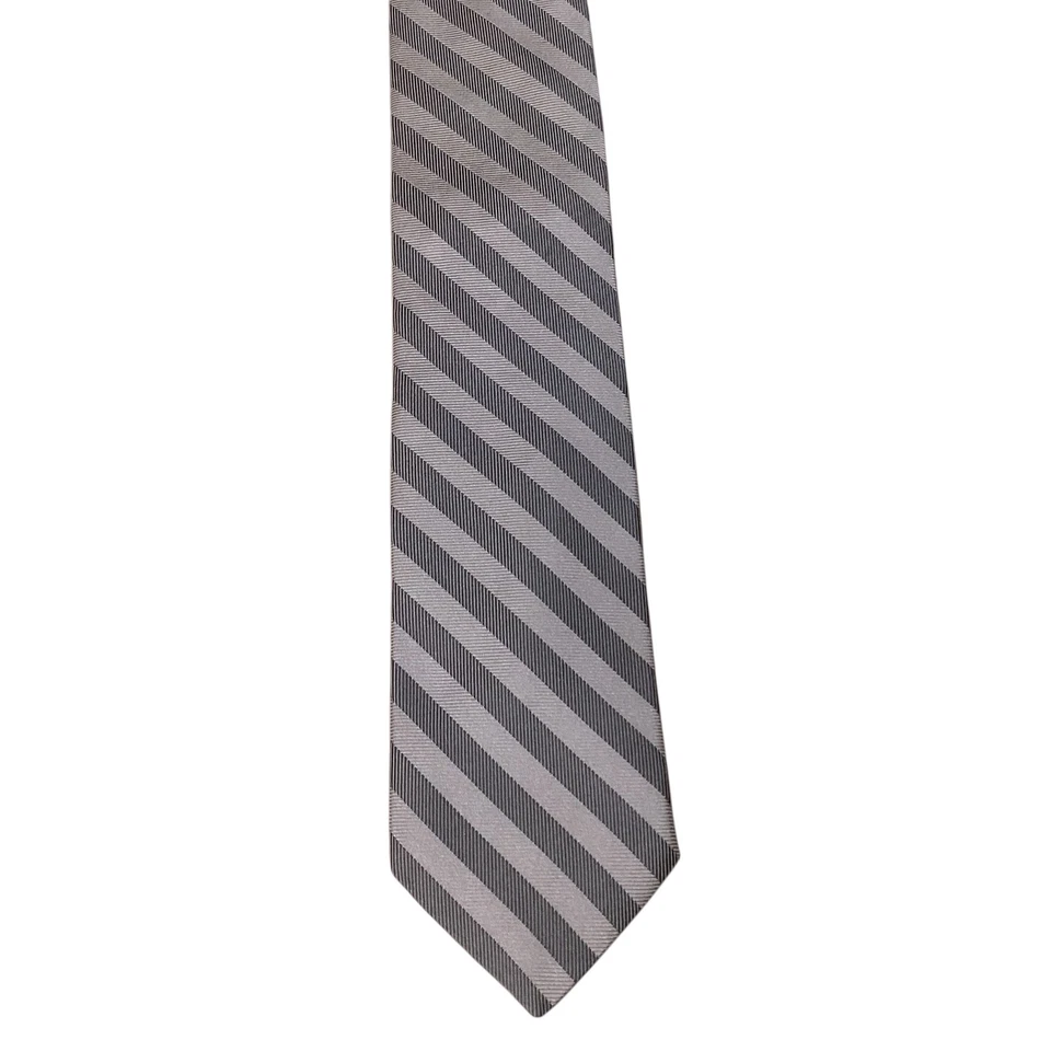 BREUER Men's 100% Silk XL Necktie ITALY Luxury Designer STRIPED Gray NWT Rare - Image 2 of 3