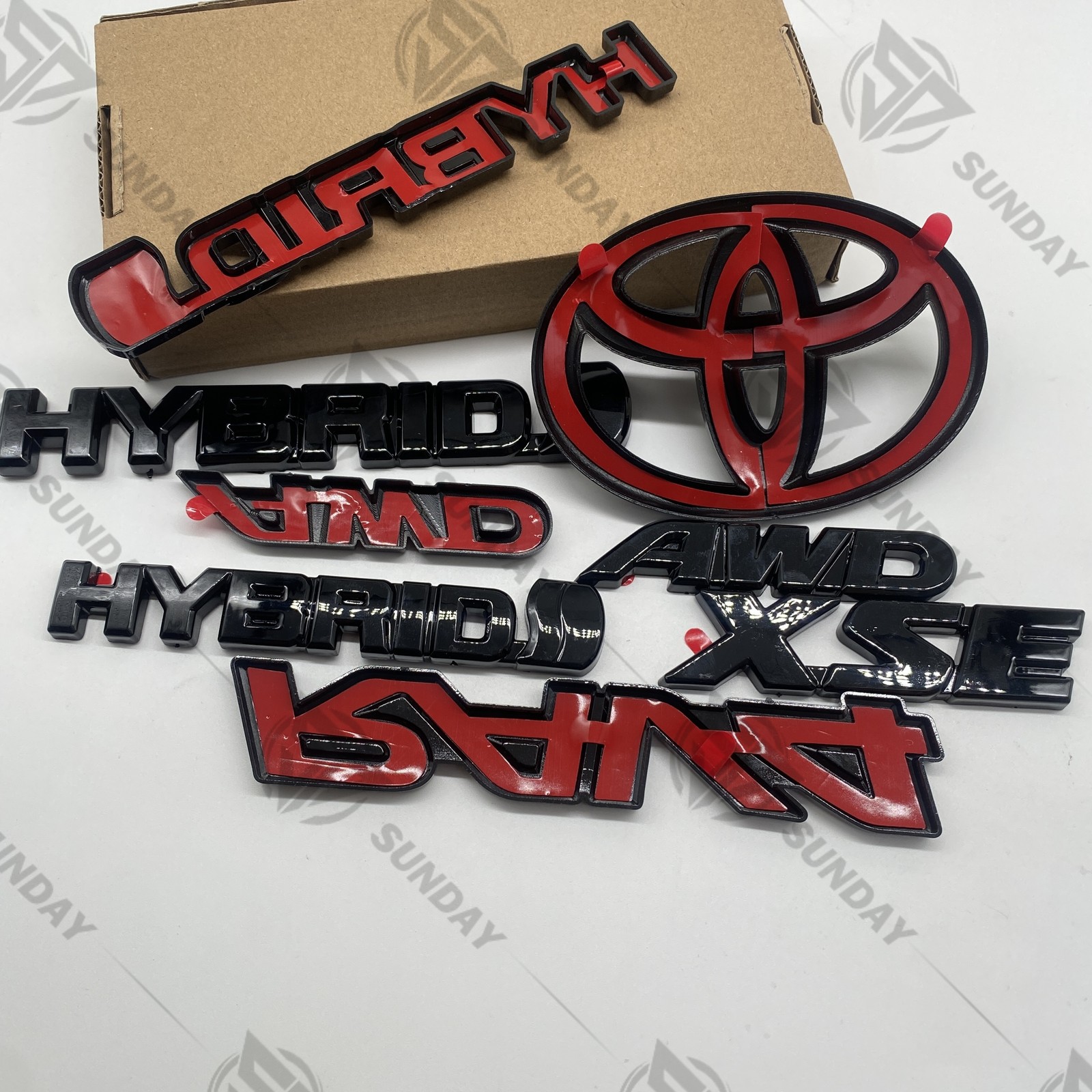 8pcs GLOSS BLACKOUT EMBLEM OVERLAY KIT FOR RAV4 HYBRID XSE AWD BADGE 2019 - 2025