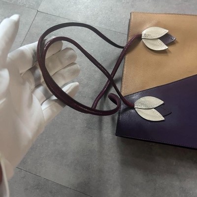 Miumiu Archive Leather Bag Engraved Logo Bag Brown Purple White