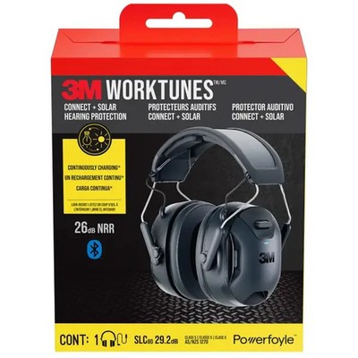 3M WorkTunes Connect + Solar Hearing Protection Bluetooth 26 dB Black 90573