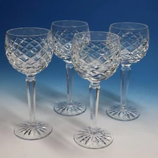 Waterford Crystal - Tyrone Pattern - 4 Hock Wine Glasses - 7½ inches