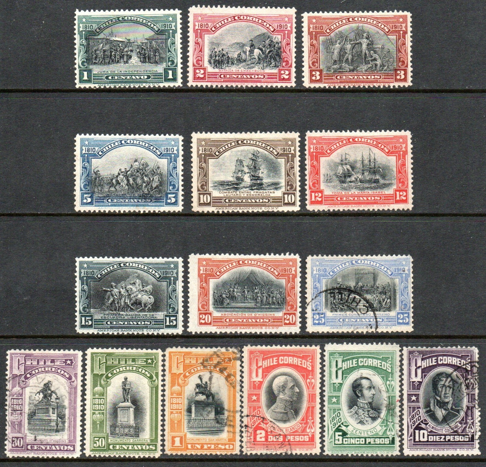 Chile Scott 83-97 complete set mixed mint/used 2021 cv $54+