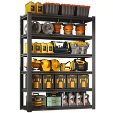 6-Tiers Steel Heavy Duty Freestanding Garage Storage Shelving Unit in Black 48