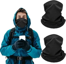 2 Pack Winter Neck Gaiter for Men Women, Windproof Fleece Neck Warmer Balaclava,