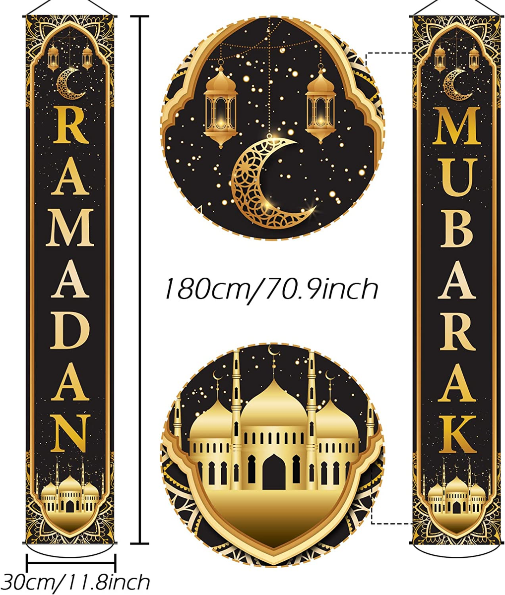 Décoration Ramadan Deco Omra Mubarak HOWAF , 3 Eid Mubarak Bannière Eid Mubarak Signe De Porche, Decoration Aid Moubarak Decoration Eid Mubarak Bannière En Tissu Pour Musulman Decoration Eid Ramadan Mubarak Eid