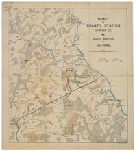 20" x 24" 1863 Map Of Vicinity Of Brandy Station Culpeper County Virginia