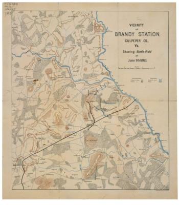 20'' x 24'' 1863 Map Of Vicinity Of Brandy Station Culpeper County Virginia