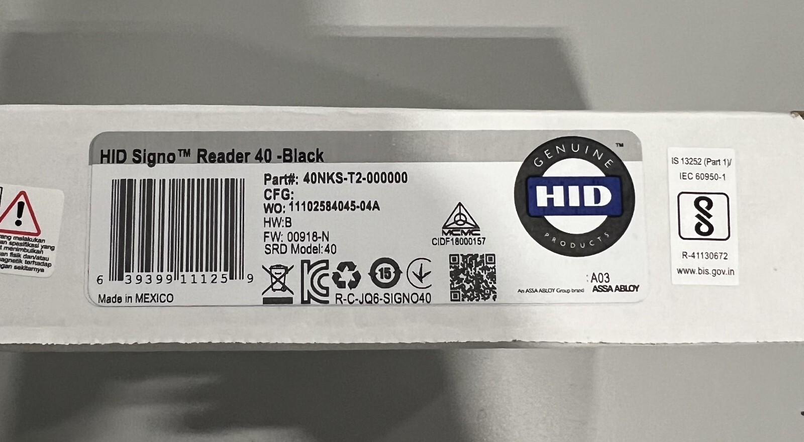 40NKS-T2-000000 HID Signo 40 Smart Card Reader Wall Mount Switch Assa Black New