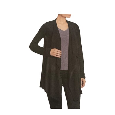 PREMISE Cardigan-drape Women's Black Open Front -Pocket