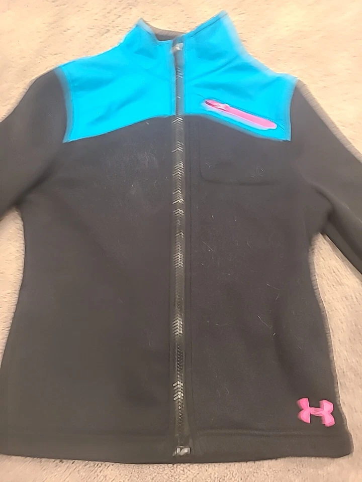 Chaqueta polar Under Armor Storm1 completa Zio negra/verde azulado talla pequeña para niños y niñas Foto 2 de 4