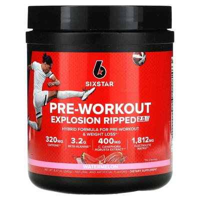 2 X SIXSTAR, Pre-Workout Explosion, Ripped 2.0, Watermelon, 8.47 oz (240 g)